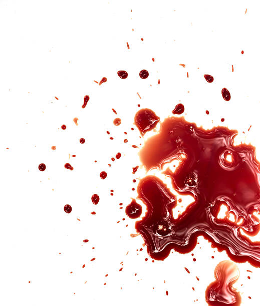 Blood stains on white background stock photo