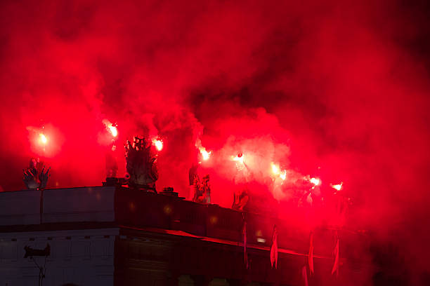 istock Red flares, fans or riots 517577634