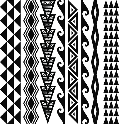 Hawaiian kakau tribal tattoo patterns.