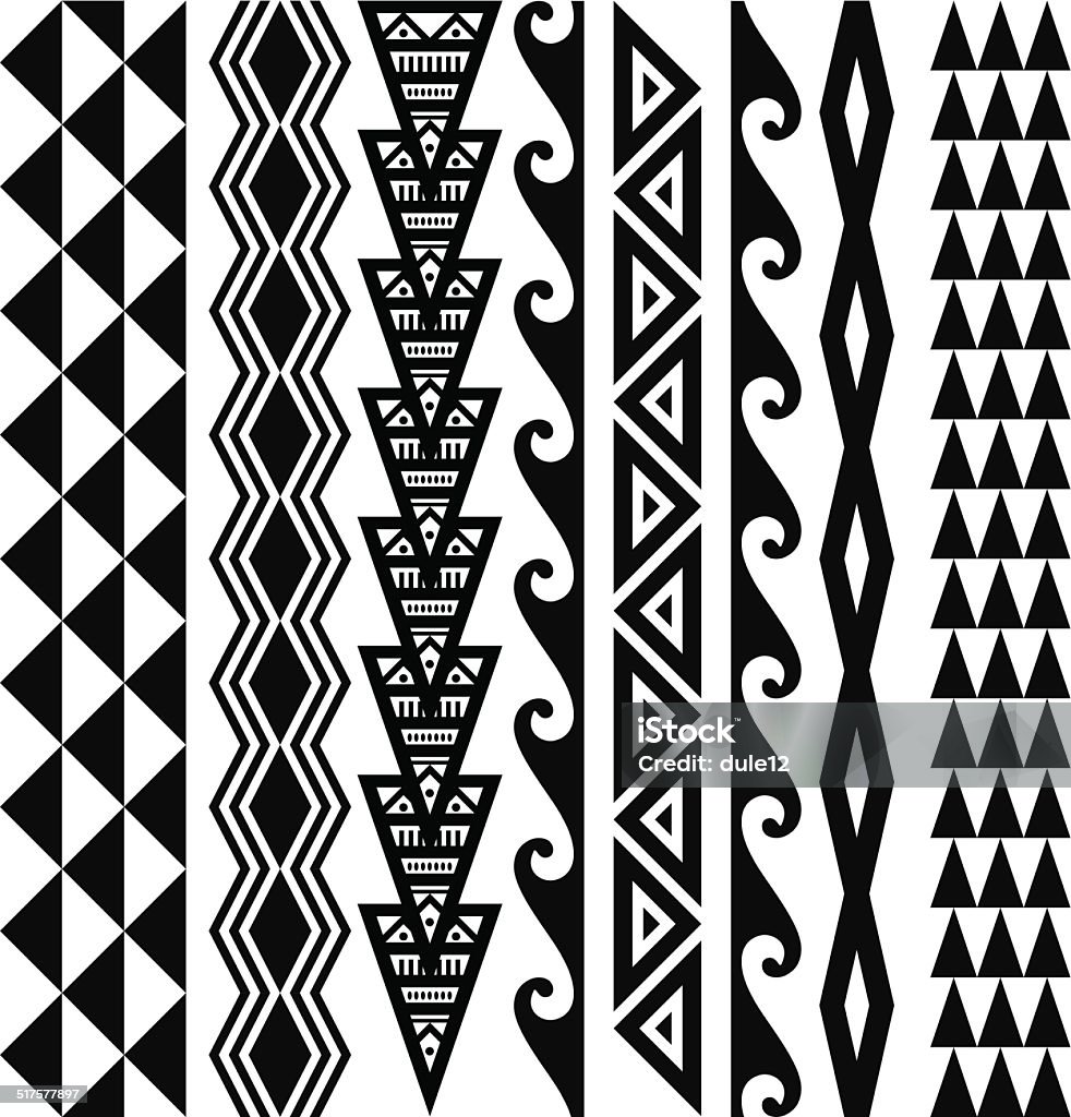 Hawaiian Tribal Patterns Hawaiian kakau tribal tattoo patterns. Hawaiian Culture stock vector