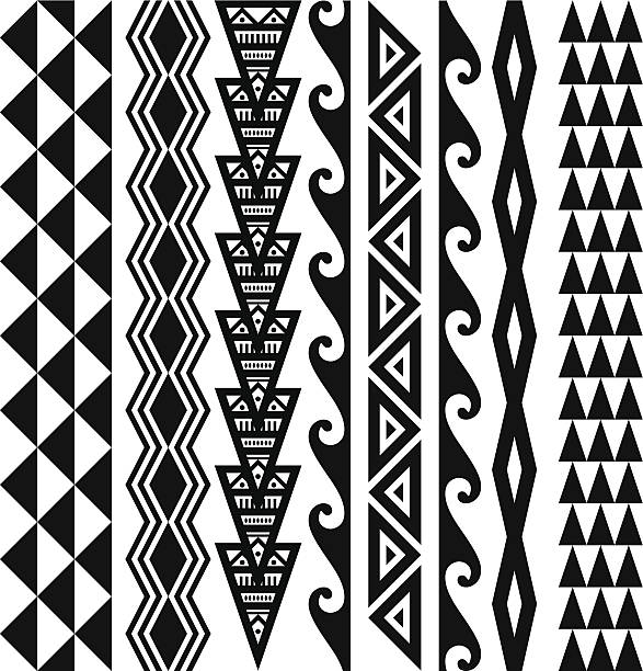 Hawaiian Tribal Patterns Hawaiian kakau tribal tattoo patterns. tribal tattoo stock illustrations