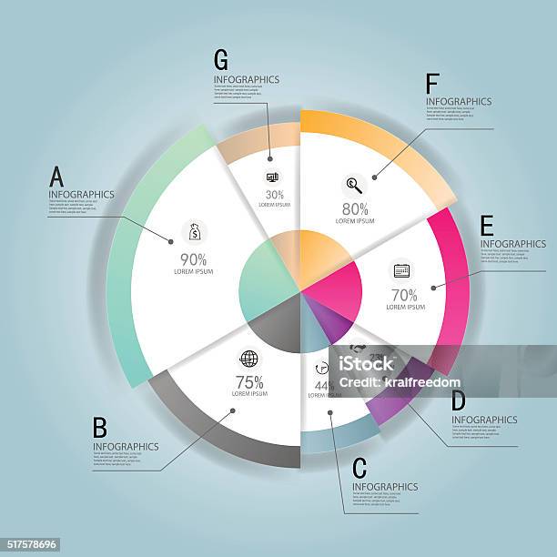 Attributes Chart Round Infographics Set Presentation And Round Chart Stock Illustration ...
