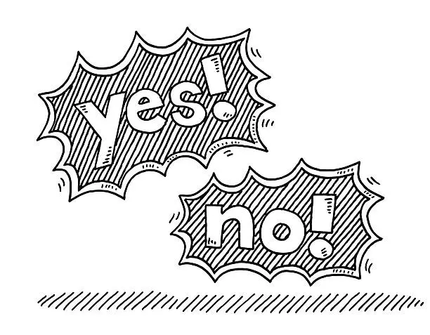 Vector illustration of Yes No Conflict Speech Bubble Drawing