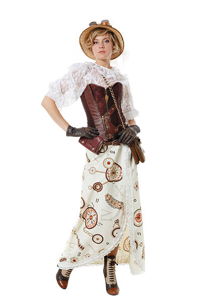 istock Steampunk girl. Isolated on white background 517579527