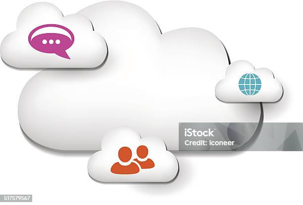 Cloud Computingillustration Mit Verschiedenen Kommunikation Symbole Stock Vektor Art und mehr Bilder von Bunt - Farbton