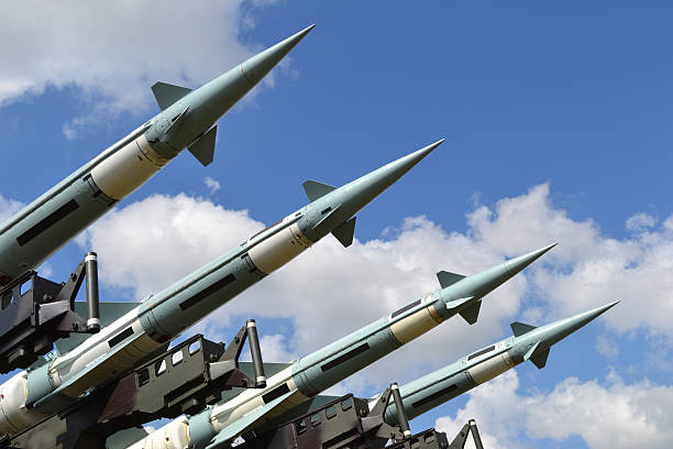 Military missiles Combat missiles on a launcher. nuclear power station photos stock pictures, royalty-free photos & images