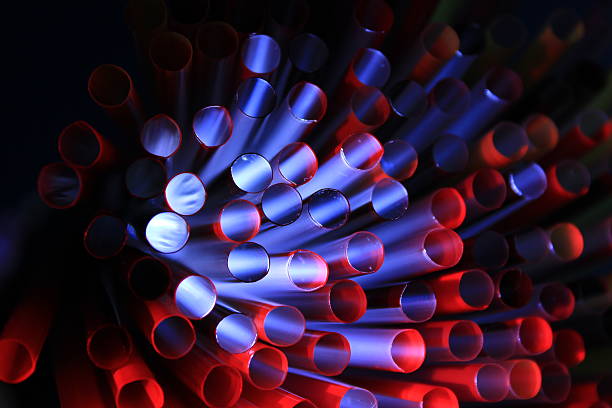 Blue And Red Abstract Straws stock photo