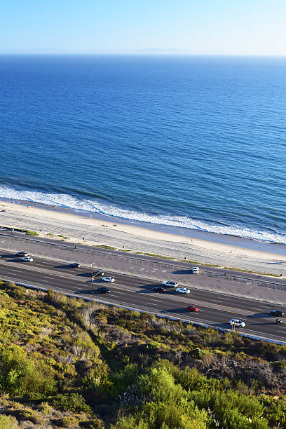 pacific palisades - santa monica california route 1 pacific coast highway - fotografias e filmes do acervo