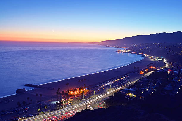 pacific palisades - santa monica california route 1 pacific coast highway - fotografias e filmes do acervo