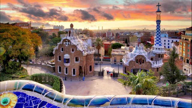 Barcelona, Park Guell, Spain - nobody, Time lapse