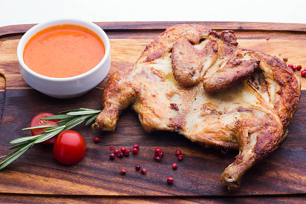 Fried chicken, Georgian style stock photo