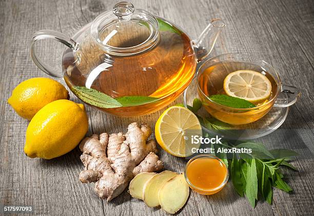 Ginger Tea With Honey And Lemon Stock Photo - Download Image Now - Brown, Care, Citrus Fruit