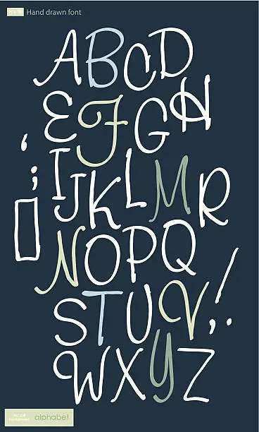 Vector illustration of vector illustration of cursive alphabet.