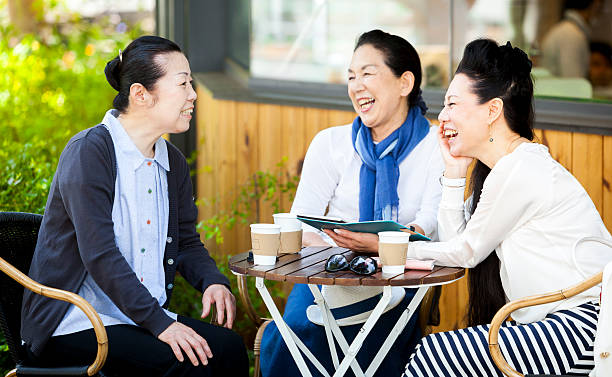Ladies Having Good Time In An Outdoor Cafe