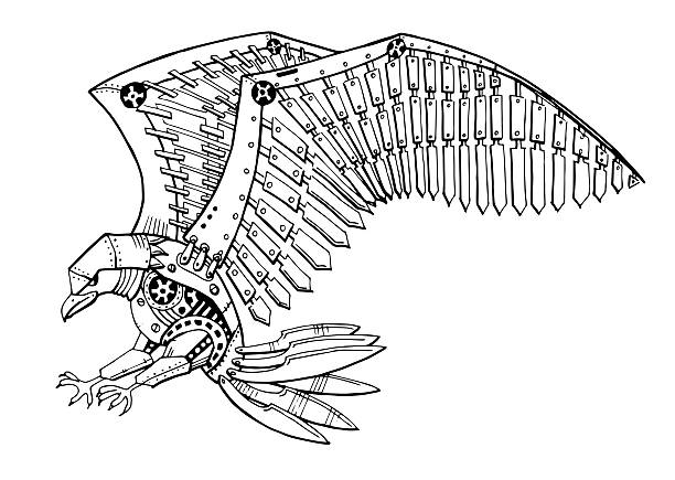 ilustrações, clipart, desenhos animados e ícones de robô eagle - artificial wing wing eagle bird