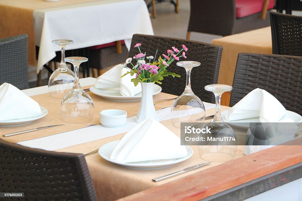 table setting in restaurant table setting Crockery Stock Photo