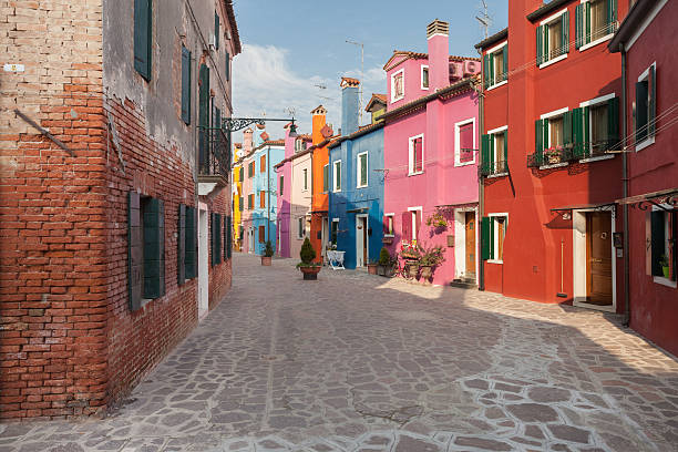 istock Panorama from a secondary street in burano Island, Venice 517600614