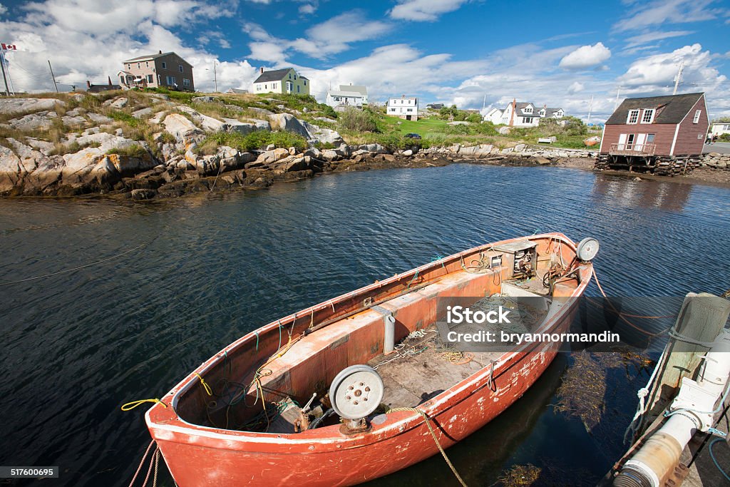 Small fishing village in Canada Village don the locals live from fishing in Peggy's cove in Nova Scotia. Canada Stock Photo