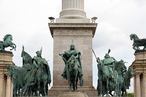 Hősök tere, a major square in Budapest, Hungary. It is home to iconic statuary, including \