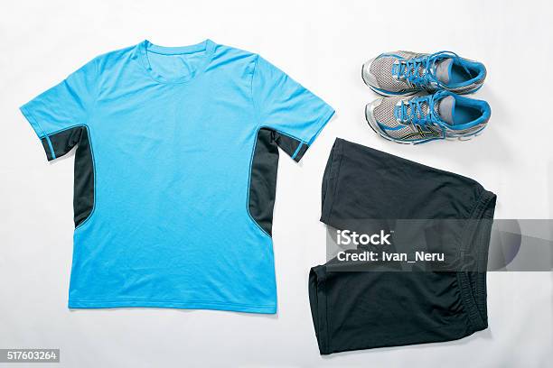 Sport Wear Flat Lay Stock Photo - Download Image Now - Sports Clothing, Cycling Shorts, Sport