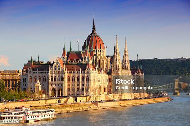 Budapest Sunset Stock Photo - Download Image Now - Aerial View, Architectural Dome, Architecture