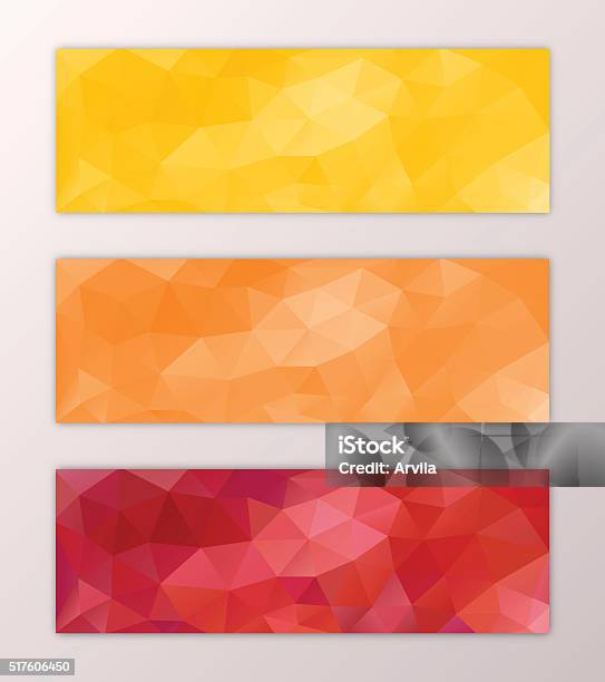 Website Banner Template Set Abstract Triangle Polygon Background Design Stock Illustration - Download Image Now