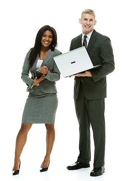istock Happy business couple standing together 517608882