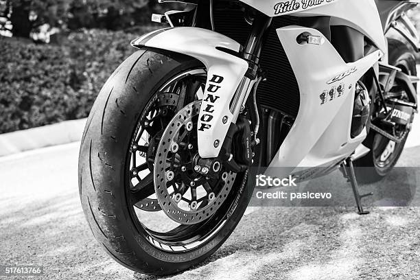 Honda 2007 Cbr 1000rr White Motorcycle Stock Photo - Download Image Now - Arts Culture and Entertainment, Black And White, Black Color