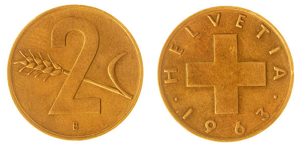 istock 2 rappen 1963 coin isolated on white background, Switzerland 517614202