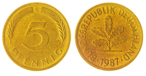 istock 5 pfennig 1987 coin isolated on white background, West Germany 517614364