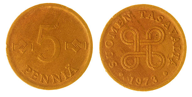 istock 5 pennia 1973 coin isolated on white background, Finland 517614406