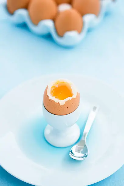 eggs, cup, breakfast, morning, spoon