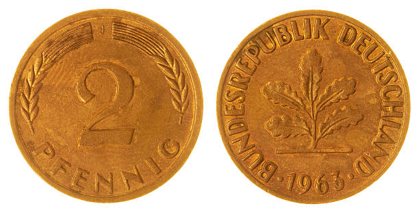 istock 2 pfennig 1963 coin isolated on white background, West Germany 517614450