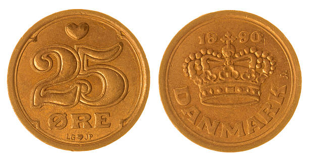 25 ore 1990 coin isolated on white background, Denmark