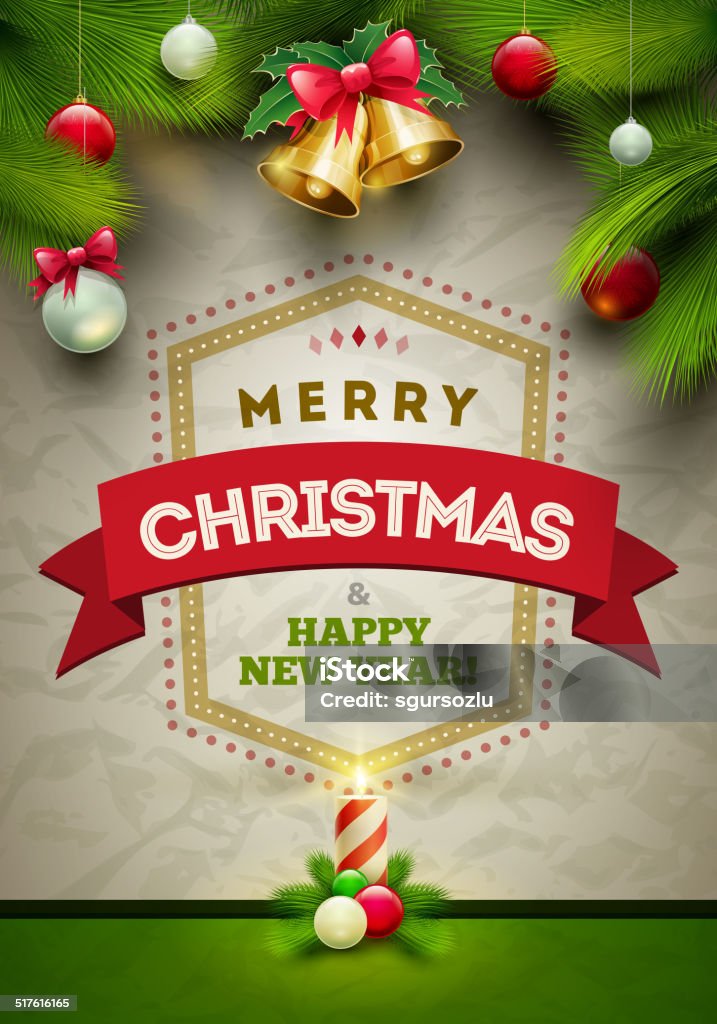 Christmas Poster Vector Christmas Messages and objects on wrinkled paper background. Elements are layered separately in vector file. EPS10 file. Christmas stock vector