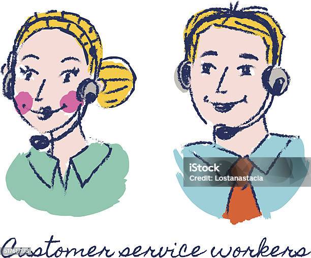 Customer Servise Workers Stock Illustration - Download Image Now - Assistance, Sketch, Adult