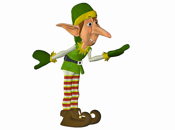 Illustration of a welcoming Christmas elf stock photo