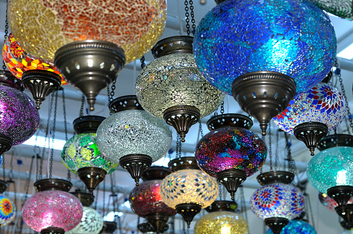 Traditional oriental glass multicolored lights