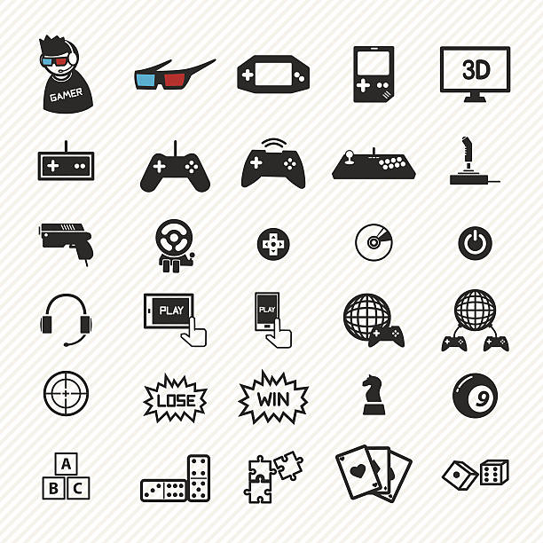 gra ikony set. ilustracja eps10 - domino sport leisure activity group of objects stock illustrations