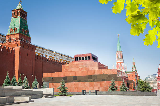 Lenin's Mausoleum on Red square and Kremlin wall Lenin's Mausoleum on Red square and Kremlin wall during day time in summer in Moscow, Russia vladimir lenin photos stock pictures, royalty-free photos & images