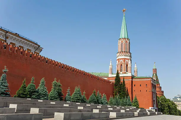 Photo of Nikolskaya tower with Kremlin wall in summer