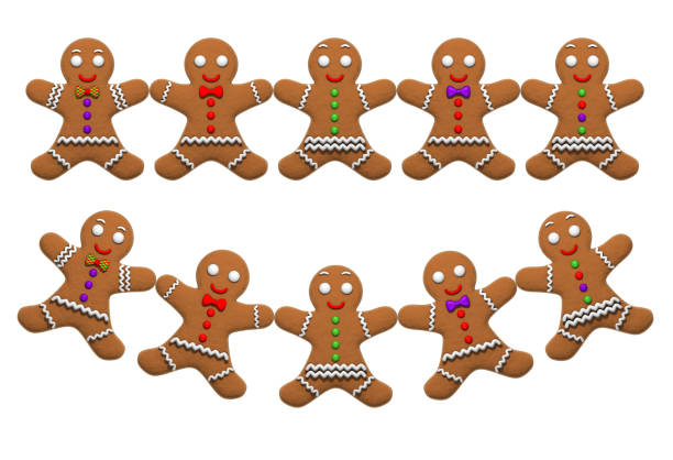 Gingerbread man cookie ornaments isolated on white background 
