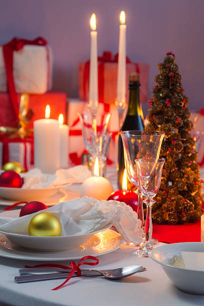 istock White and red decorations on the Christmas table 517620891