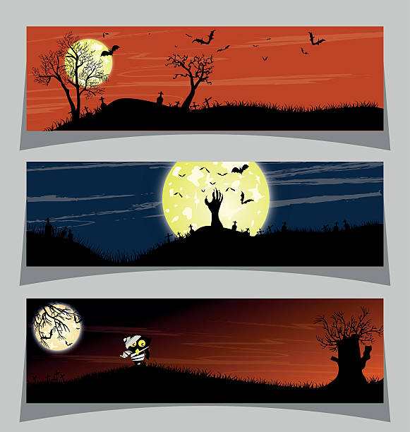 баннер хэллоуин - bat halloween human eye horror stock illustrations