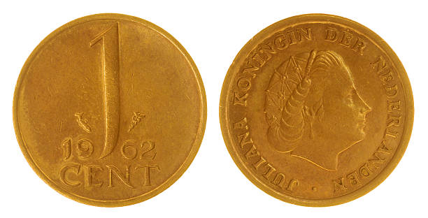 istock Bronze 1 cent 1962 coin isolated on white background, Netherland 517625308
