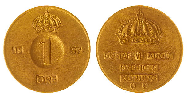 istock 1 ore 1957 coin isolated on white background, Sweden 517625360
