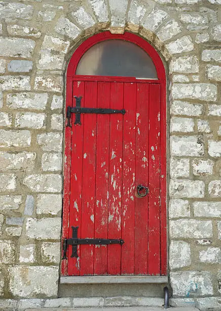 Red Door in white stone; Entrance for a lighthouse