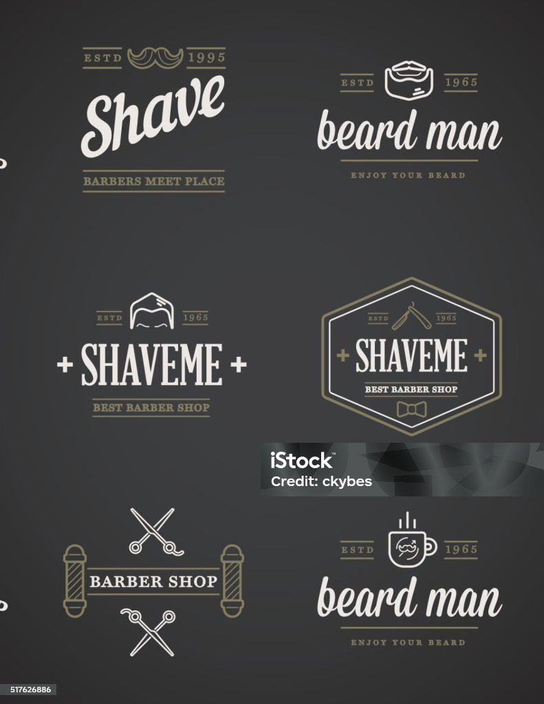 Vector Illustration in EPS 10 Set of Vector Barber Shop Elements and Shave Shop Icons Illustration can be used as Logo or Icon in premium quality Adult stock vector