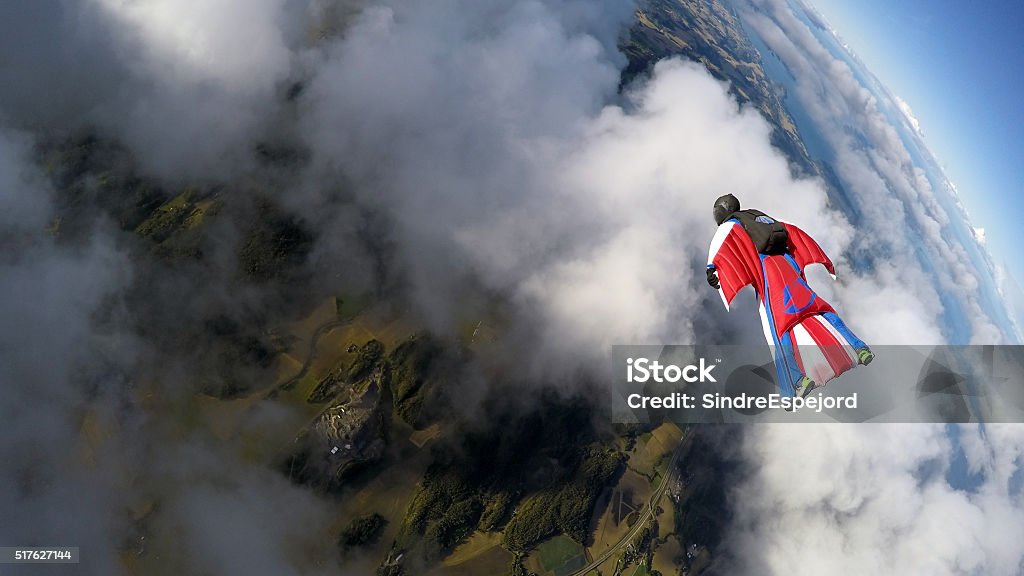 Skydiving in norway DCIM100GOPROG0032699.Skydiving in norway Wingsuit Stock Photo