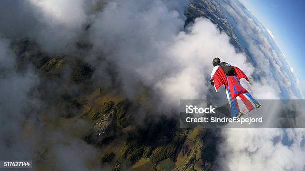 Skydiving In Norway Stock Photo - Download Image Now - Wingsuit, Skydiving, Flying